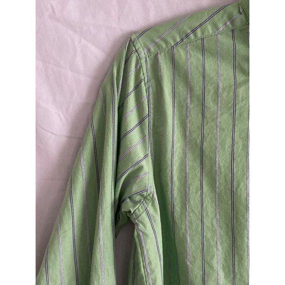 Arrow LS Shirt Green Blue White Stripe Button Down Casual Dress Boy L (14-16) - Picture 6 of 14